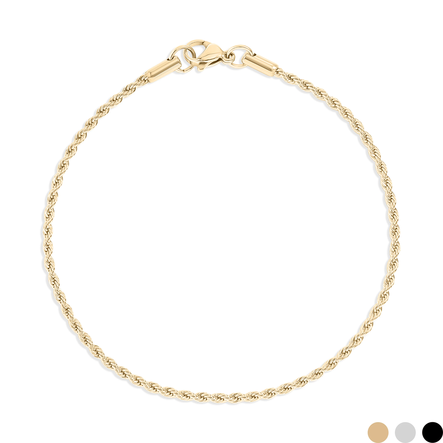 Anklet Rope Chain 18K PVD Stainless Steel Gold or Silver