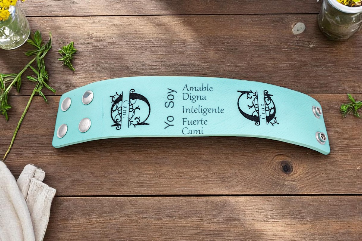 Bracelet Cuff, Leatherette Wide with Snap Closure Turquoise, Brown & Light Brown