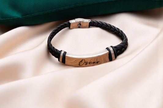AA001C - Bracelet, Men's Black Braided Cord
