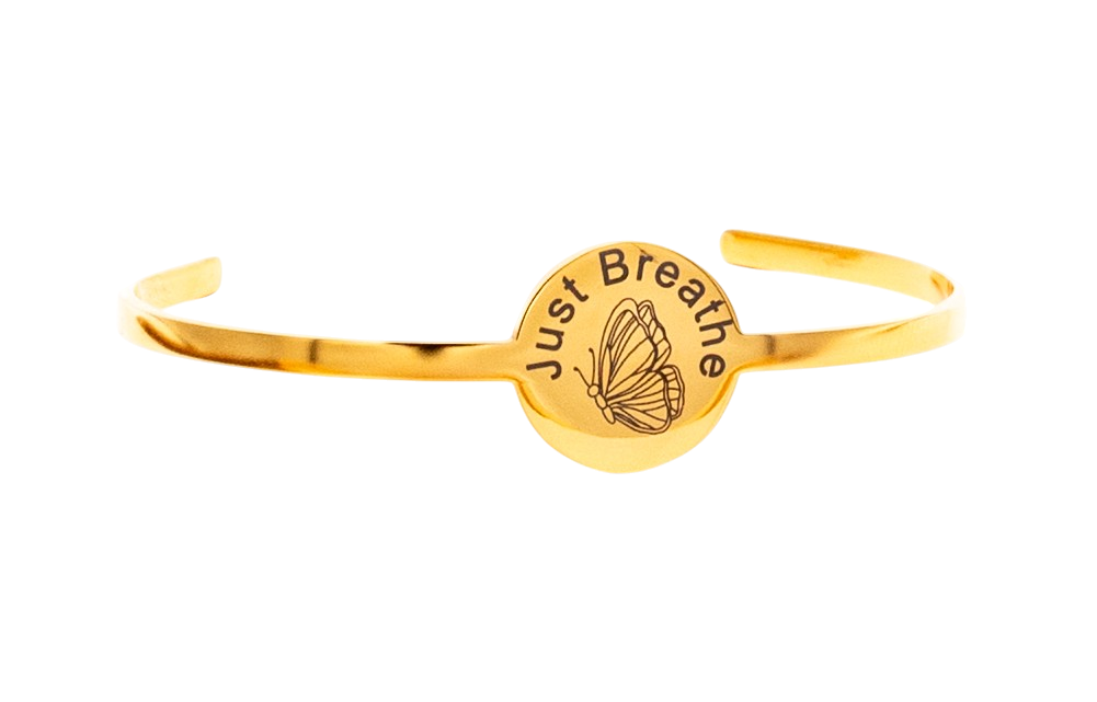 Bracelet, Bangle Flat with Centered Circle Silver, Gold, or Rose Gold