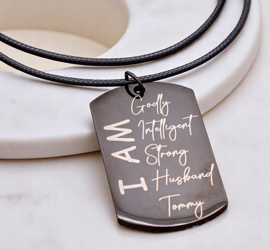 AA001 - Necklace Pendant, Dog Tag available in Black, Stainless Steel, Gold, Blue or Red