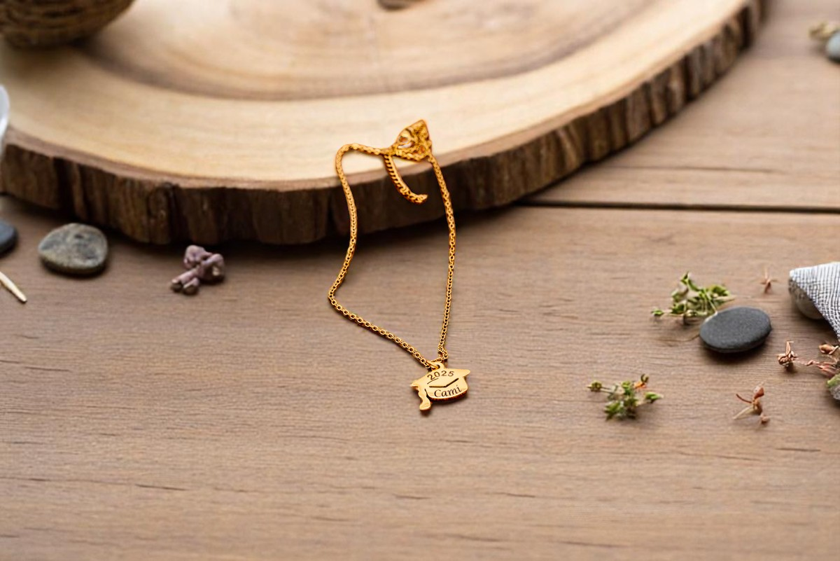 AA001A - Necklace Pendant, Graduation Cap in Gold or Silver