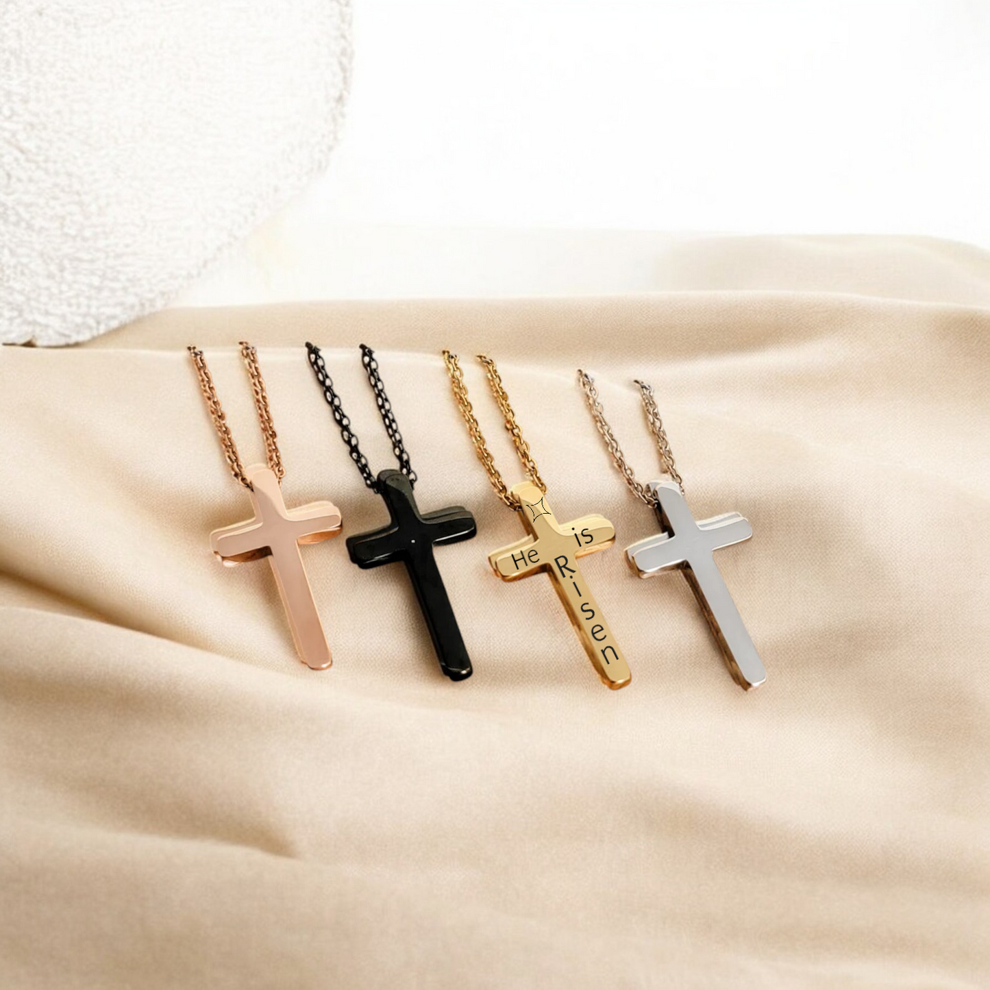Necklace, Cross Vertical in Silver, Gold, Rose Gold, or Black