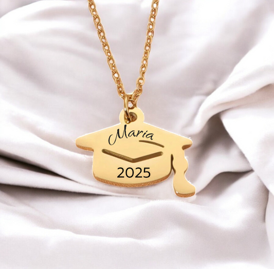 AA001A - Necklace Pendant, Graduation Cap in Gold or Silver