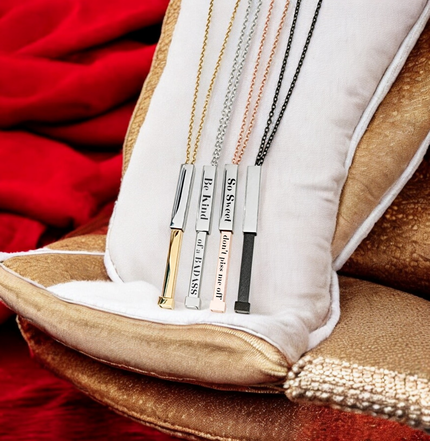 Necklace Pendant, Bar with Hidden Message