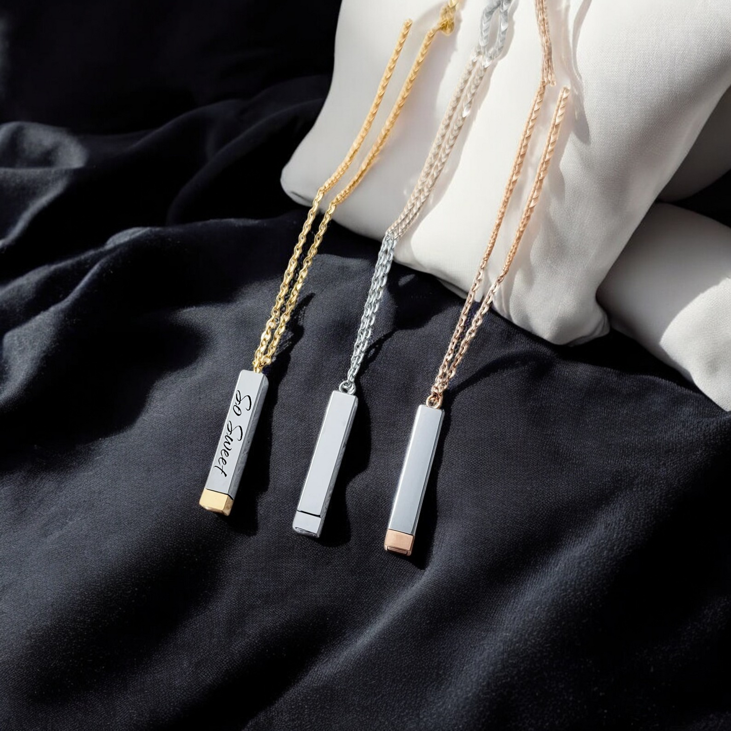 Necklace Pendant, Bar with Hidden Message