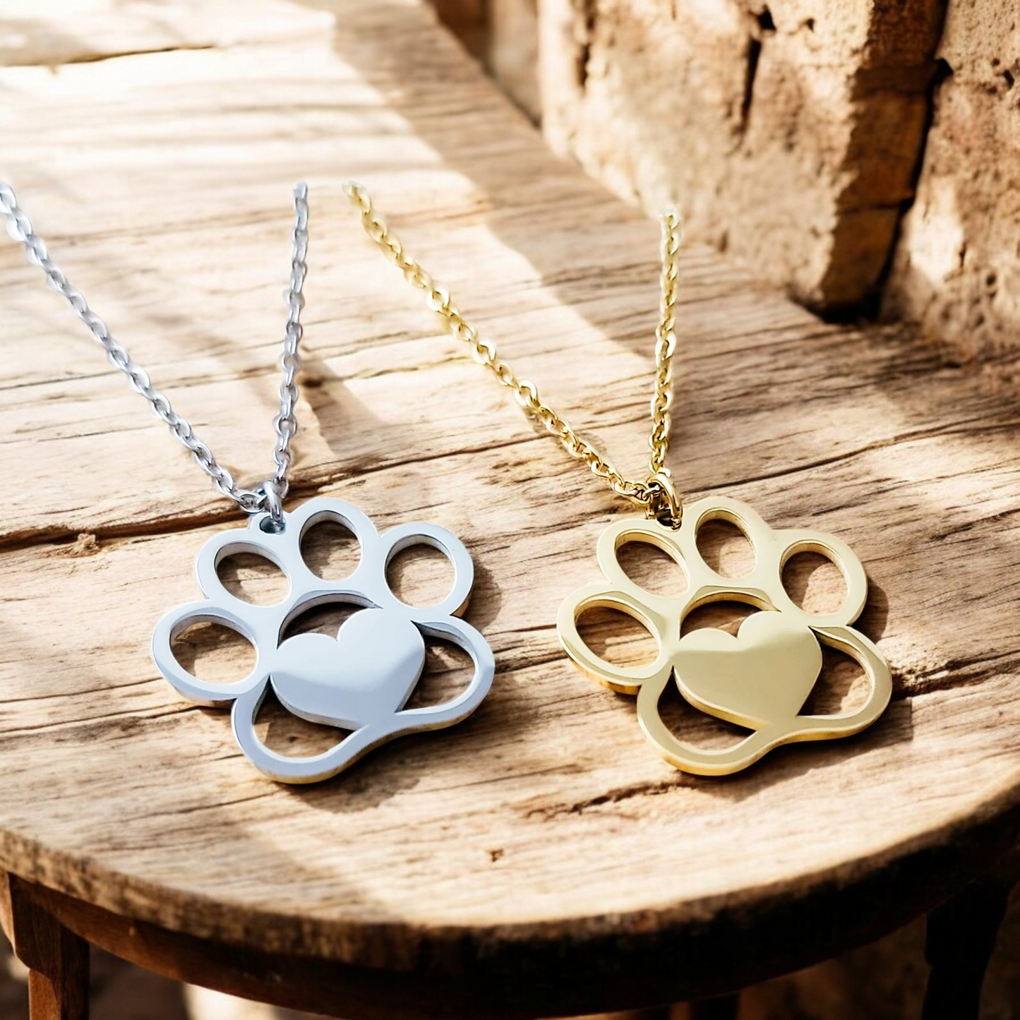 Necklace Pendant, Paw Print Gold or Silver