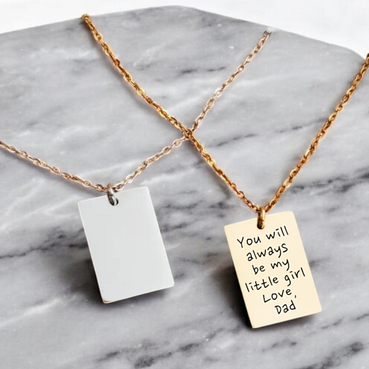AA004 - Necklace Pendant, Wide Rectangle Gold Silver