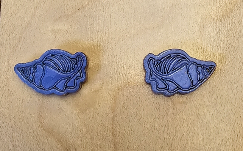 Wood Stud Earrings Conch Shell Blue
