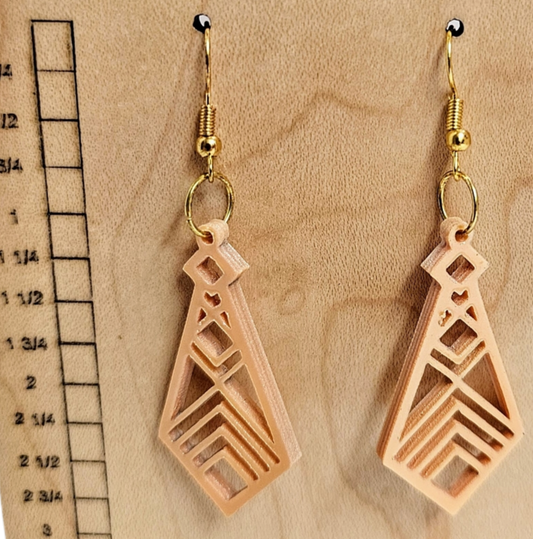 ZZ002 - Acrylic Earrings Geometric Style Ivory - Beige