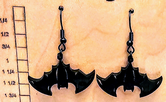 ZZ003 - Acrylic Earrings Hanging Bat Black Color