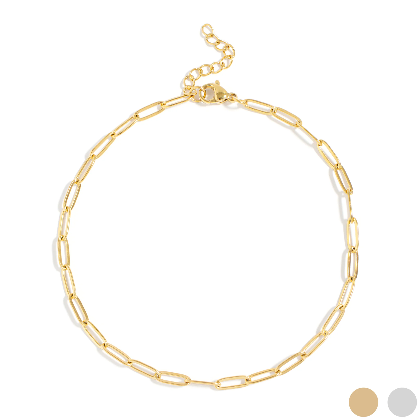 Anklet, Paperclip 18K PVD Stainless Steel Gold or Silver