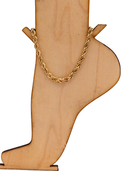 Anklet Rope Chain 18K PVD Stainless Steel Gold or Silver