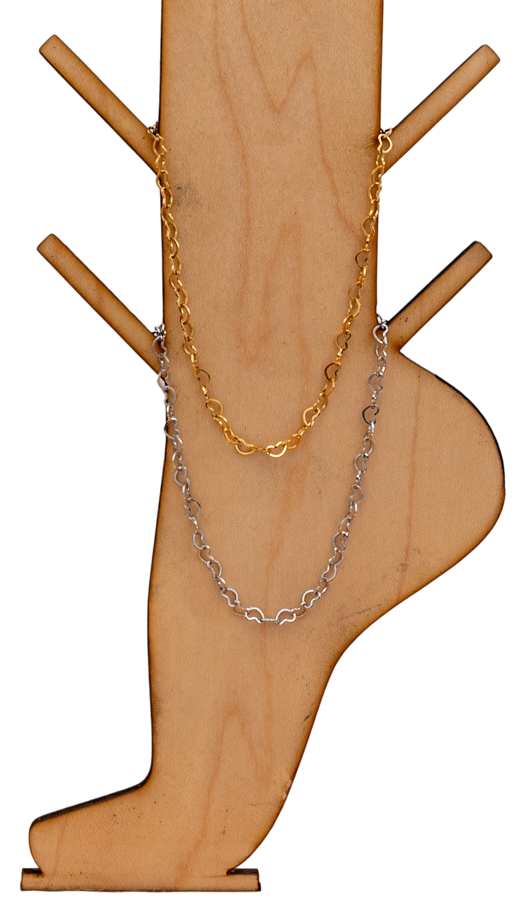 Anklet, Tiny Hearts Chain 18K PVD Stainless Steel Gold or Silver