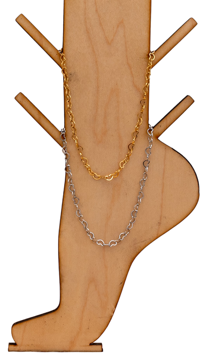 Anklet, Tiny Hearts Chain 18K PVD Stainless Steel Gold or Silver