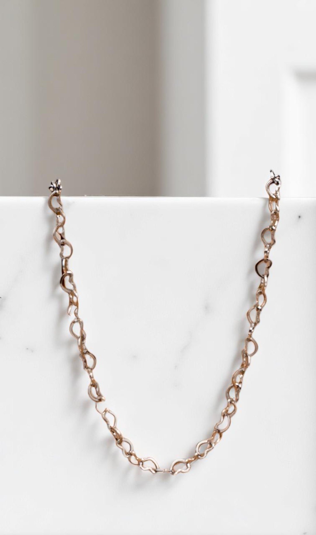 Anklet, Tiny Hearts Chain 18K PVD Stainless Steel Gold or Silver