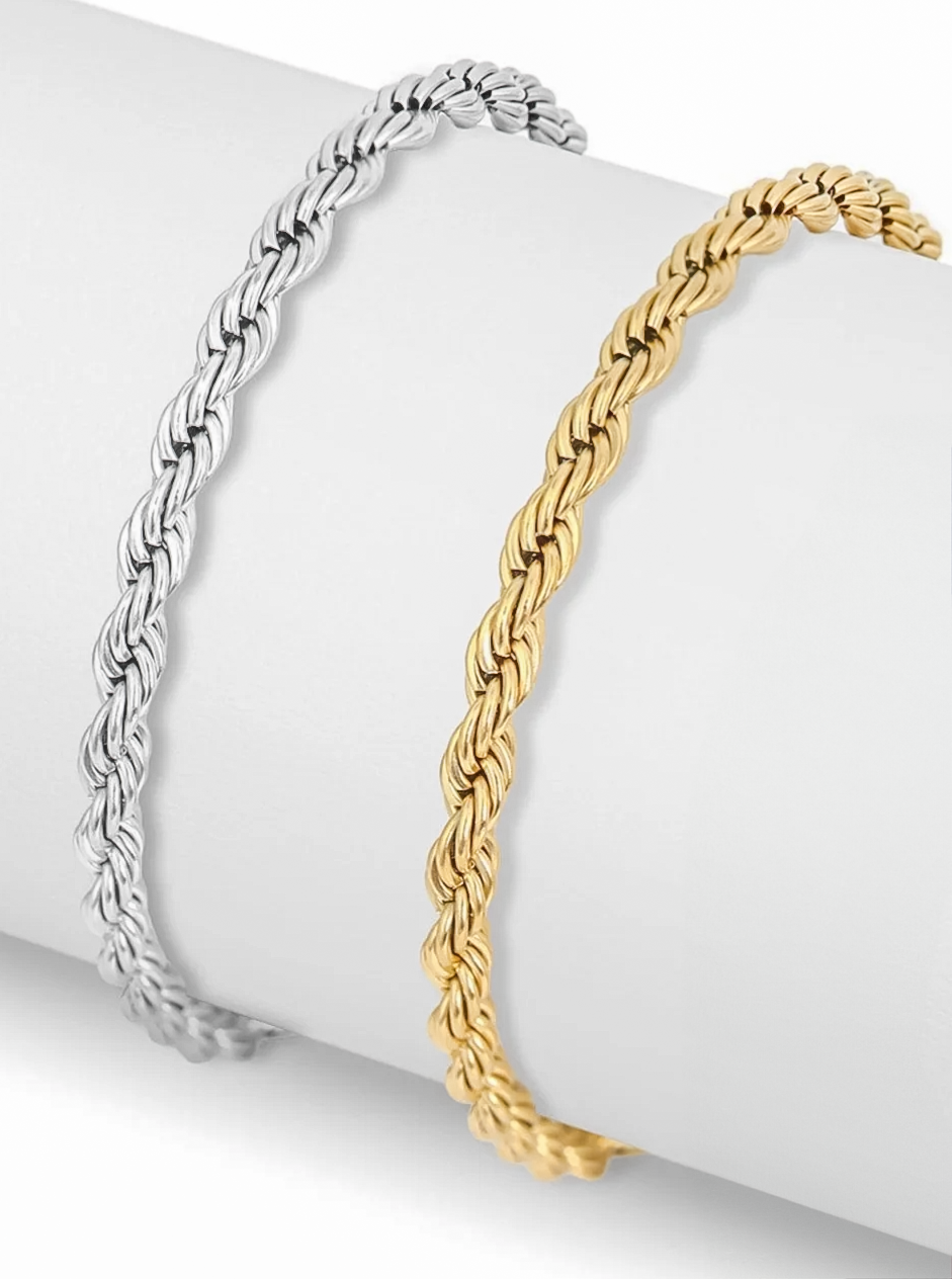 Anklet Rope Chain 18K PVD Stainless Steel Gold or Silver