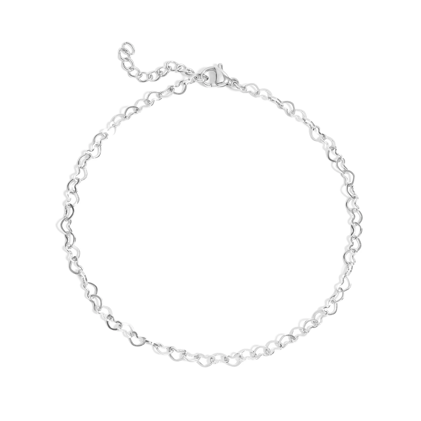 Anklet, Tiny Hearts Chain 18K PVD Stainless Steel Gold or Silver