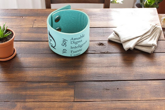 Bracelet Cuff, Leatherette Wide with Snap Closure Turquoise, Brown & Light Brown