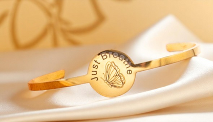 Bracelet, Bangle Flat with Centered Circle Silver, Gold, or Rose Gold