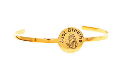 Bracelet, Bangle Flat with Centered Circle Silver, Gold, or Rose Gold