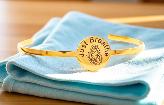 Bracelet, Bangle Flat with Centered Circle Silver, Gold, or Rose Gold