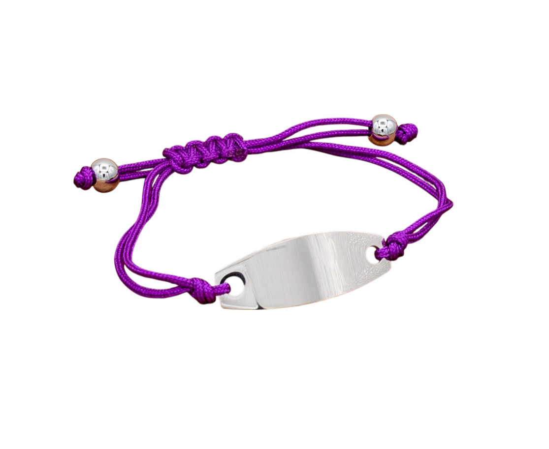 Bracelet Friendship Oval ID Engravable - Pink, Blue, Black, Purple, Lime, Red
