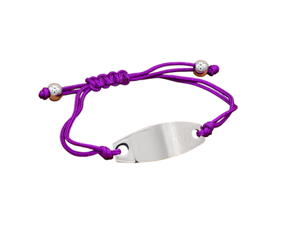 Bracelet Friendship Oval ID Engravable - Pink, Blue, Black, Purple, Lime, Red
