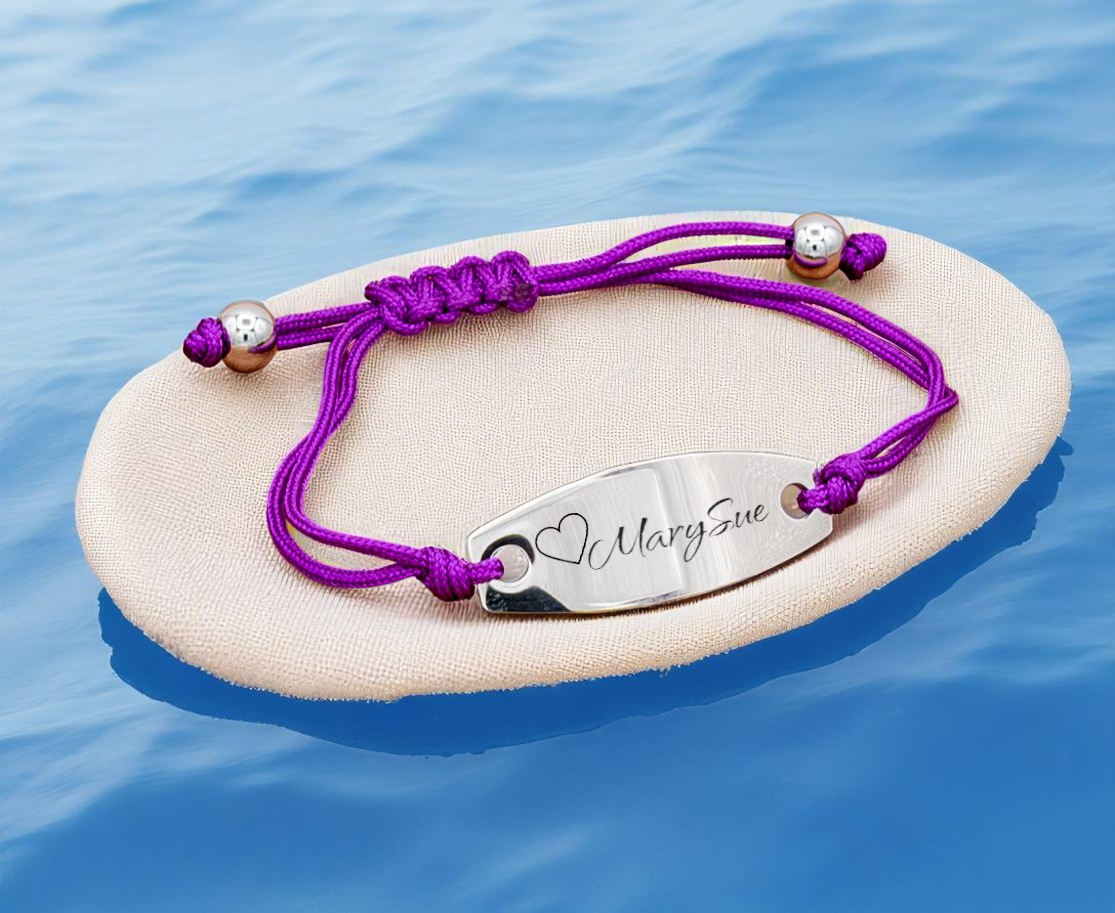 Bracelet Friendship Oval ID Engravable - Pink, Blue, Black, Purple, Lime, Red