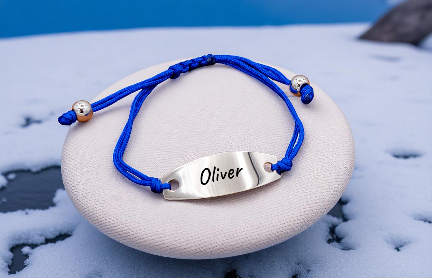 Bracelet Friendship Oval ID Engravable - Pink, Blue, Black, Purple, Lime, Red