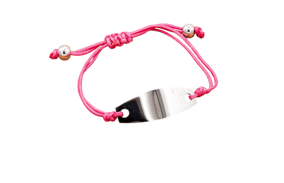 Bracelet Friendship Oval ID Engravable - Pink, Blue, Black, Purple, Lime, Red