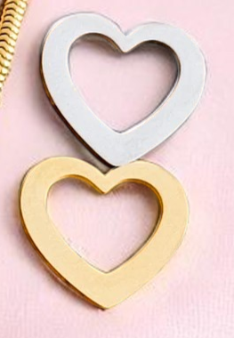 Extra Heart Silver or Gold  (one heart only) for Open Heart Bracelet with Snake Chain