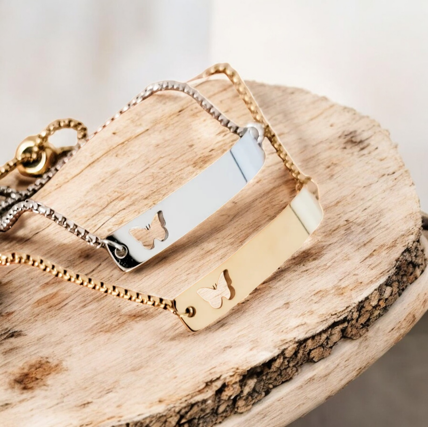 Bracelet, Bar with Butterfly Cutout Bolo