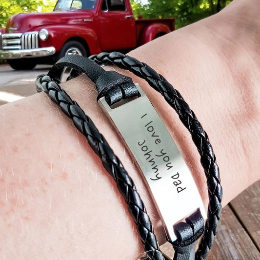 Bracelet, Men's Stainless Steel Bar with Triple Cord - Black