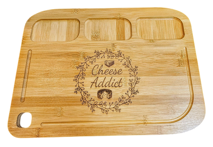 Charcuterie - Chopping Board Bamboo 3 Compartments 12 1/4" x 16 1/2" x 9/16" - Cheese Addict