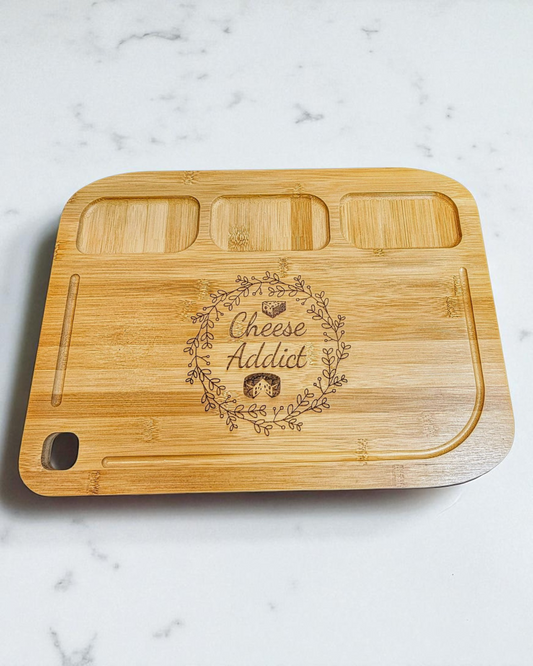 Charcuterie - Chopping Board Bamboo 3 Compartments 12 1/4" x 16 1/2" x 9/16" - Cheese Addict