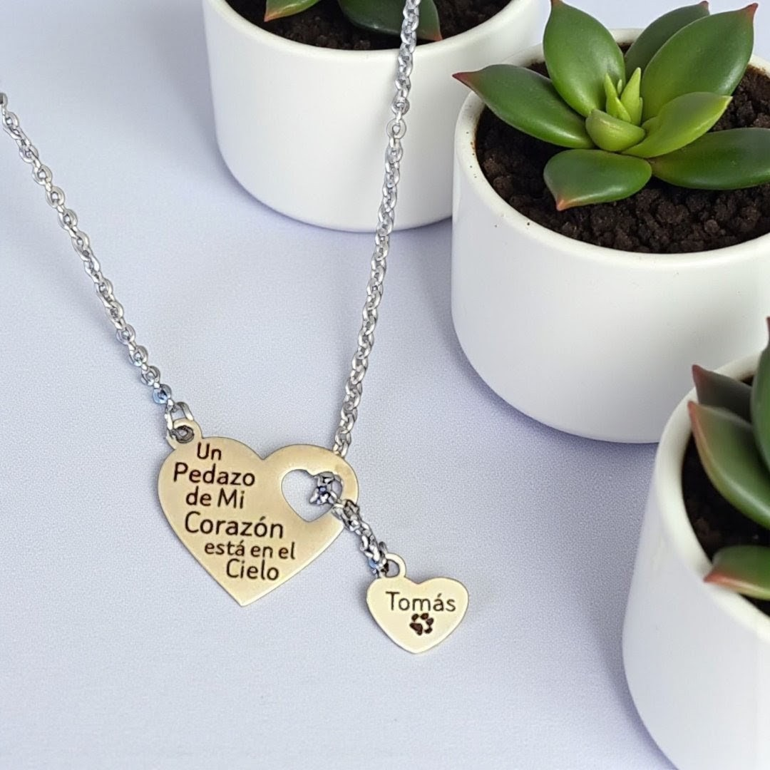 Necklace Heartfall Pendant Silver or Gold Larger Heart with Smaller Heart Cutout and Attached
