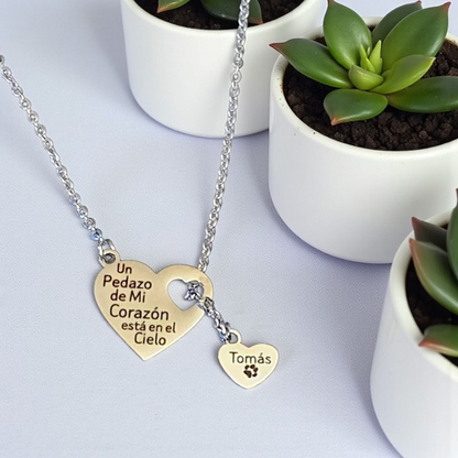 Necklace Heartfall Pendant Silver or Gold Larger Heart with Smaller Heart Cutout and Attached