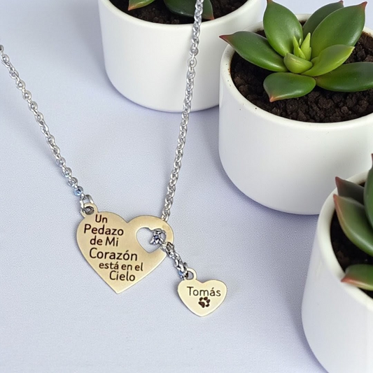Necklace Heartfall Pendant Silver or Gold Larger Heart with Smaller Heart Cutout and Attached