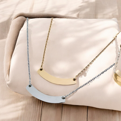 Necklace Pendant, Curved Bar Gold or Silver