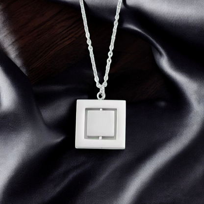 Necklace Pendant, Rotating Square Gold or Silver