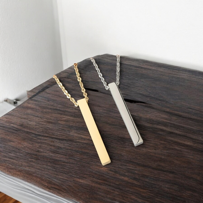 Necklace, Vertical Bar Gold Silver Rose Black