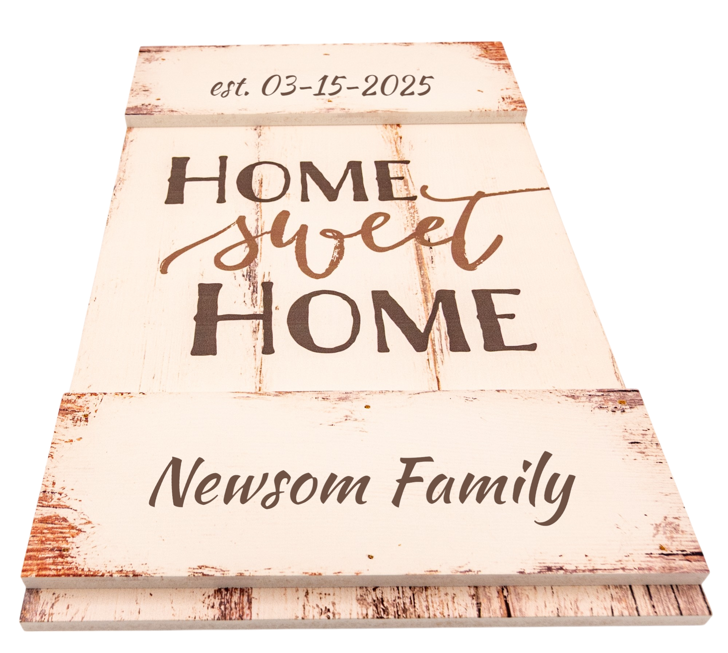 Sign, Wood Home Sweet Home 10 1/2" x 17" - 2 Engravable Areas