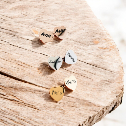 Earrings, Stud Heart Shaped Silver, Gold, or Rose Gold, 1 Pair