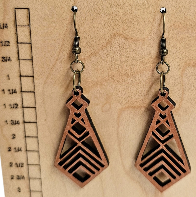 Wood Earrings Geometric Style Brown