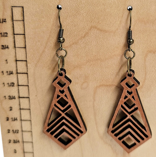 Wood Earrings Geometric Style Brown