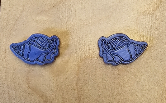 Wood Stud Earrings Conch Shell Blue