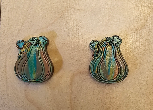 Wood Stud Earrings Gourds Fall Colors